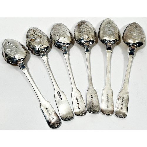 253 - Four matching silver gilt berry spoons, London 1806 makers Randall Chatterdon, a single Irish hallma... 