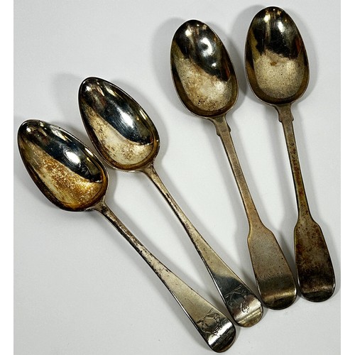 254 - A pair of Georgian silver serving spoons, London 1787, maker Richard Crossley, together with another... 