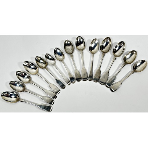 261 - Fourteen various teaspoons, some matching, 8 ozs