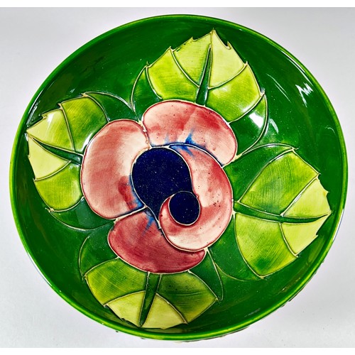 129 - Moorcroft Pink Rose bowl, 20cm diameter