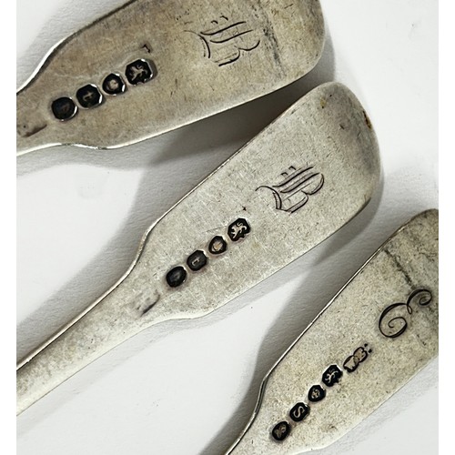 280 - Six William IV silver side forks, London 1834, makers marks all rubbed, together with a single side ... 