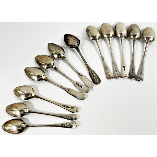 283 - Ten Georgian and Victorian silver teaspoons, together with two Irish silver teaspoons, 6.7oz (12)