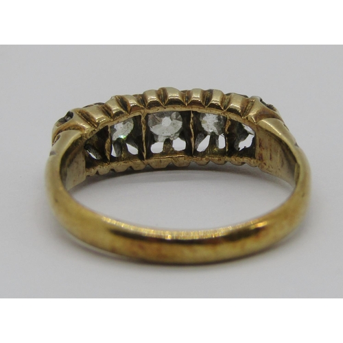 312 - Antique graduated five stone diamond ring, largest stone 0.20ct approx, size K, 3.9g