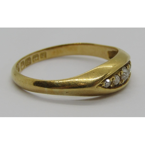 314 - Early 20th century 18ct five stone diamond ring, maker 'H.W.Ld', Birmingham 1915, size P, 2.3g