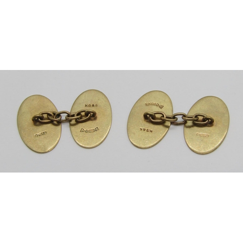 337 - Pair of 9ct cufflinks, maker 'H.G&S', Chester 1928, 4.7g