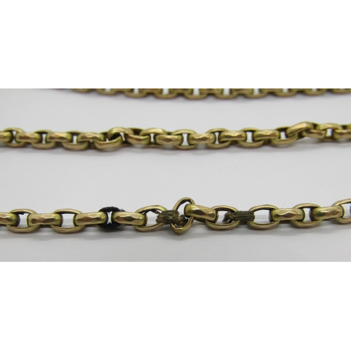 353 - Antique 10ct long guard chain, 80cm L approx, 20g (af)