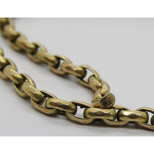 353 - Antique 10ct long guard chain, 80cm L approx, 20g (af)