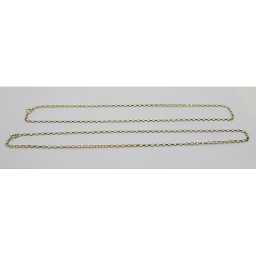 362 - Two 9ct belcher link chain necklaces, 7.5g total