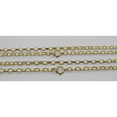 362 - Two 9ct belcher link chain necklaces, 7.5g total