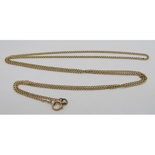 364 - Antique 15ct long guard chain with bolt ring clasp, 96cm L approx, 12.9g