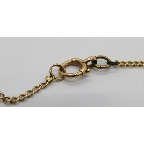 364 - Antique 15ct long guard chain with bolt ring clasp, 96cm L approx, 12.9g