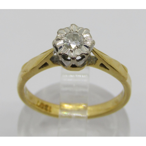 378 - 18ct illusion set diamond ring, 0.15ct approx, size L, 3.1g