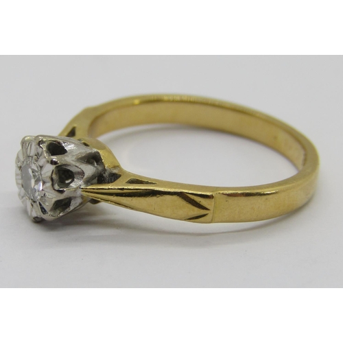 378 - 18ct illusion set diamond ring, 0.15ct approx, size L, 3.1g