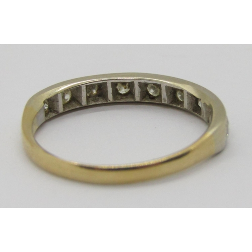 381 - 18ct diamond half eternity ring, set with nine diamonds totalling 0.45ct approx, London 1971, size P... 