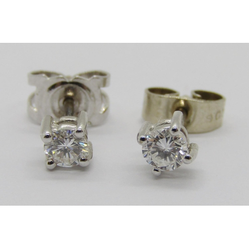 386 - Pair of 18ct white gold diamond stud earrings, 0.15ct each approx, 0.6g without butterflies (associa... 