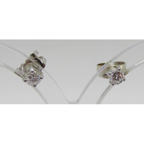 386 - Pair of 18ct white gold diamond stud earrings, 0.15ct each approx, 0.6g without butterflies (associa... 