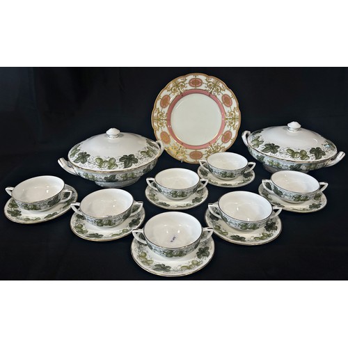 40A - Worcester Mathon tableware to include two lidded tureens, cups and saucers, tea plates and soup bowl... 