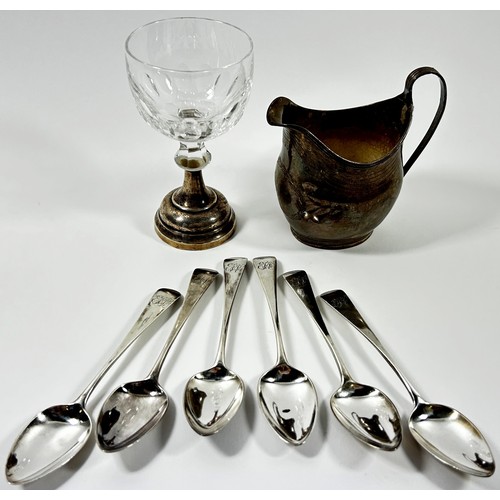 296 - Six silver George III teaspoons, London 1820, maker William Bateman I, together with a George III si... 