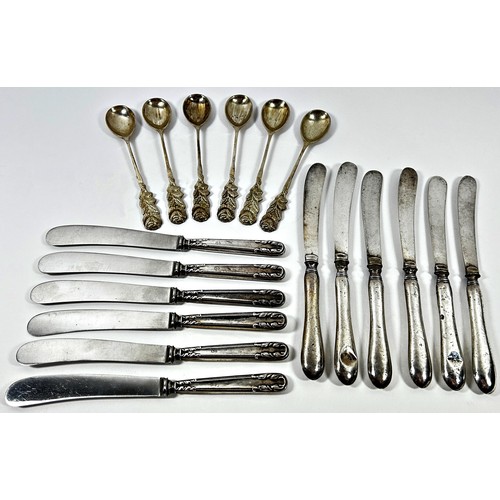 288 - A boxed set of six silver teaspoons with rose handles from Larnaca, Cyprus stamped 800, together wit... 