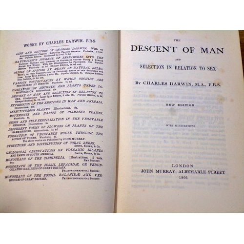 836 - Ten green cloth bound volumes by Charles Darwin to include The Origin of Species (1902) The Descent ... 