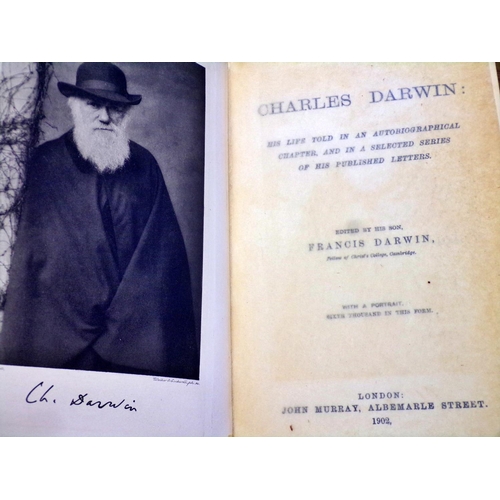 836 - Ten green cloth bound volumes by Charles Darwin to include The Origin of Species (1902) The Descent ... 