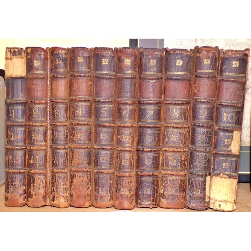 839 - A collection of works by Alexander Pope (10 volumes) (1754) brown leather bindings