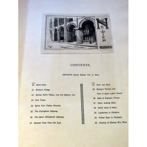 858 - A large (50 x 35cm) tome on Cathedral Cities - Ely and Norwich (1883) drawn and etched by R Farren (... 