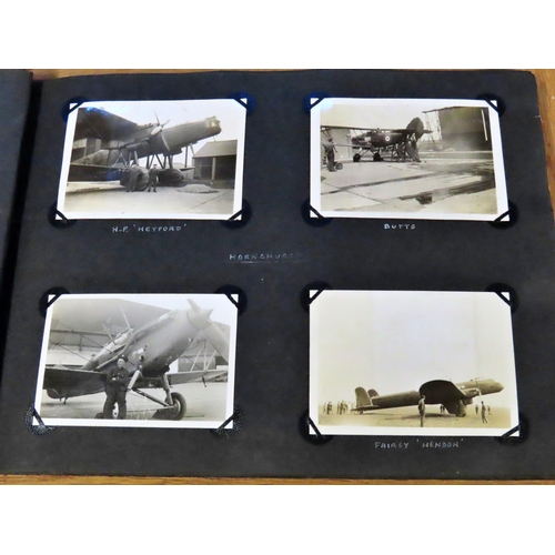 860 - A photographic album from the 1930s and 40s, belonging to R J Caton, featuring early airplanes, many... 