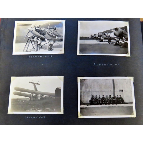 860 - A photographic album from the 1930s and 40s, belonging to R J Caton, featuring early airplanes, many... 