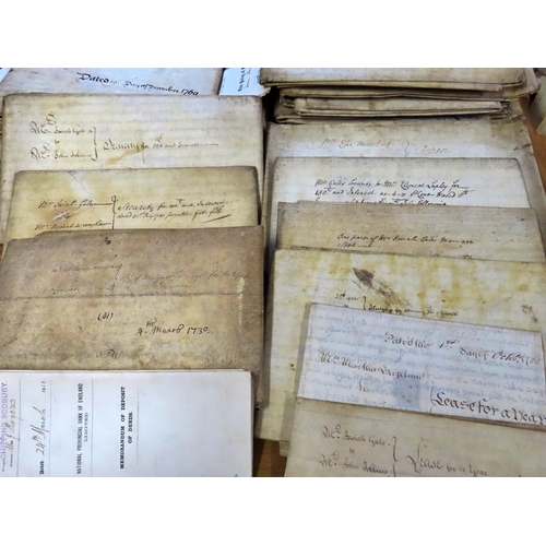 880 - A large collection of parchment deeds dating from the 18th to 20th century - securities, marriage se... 