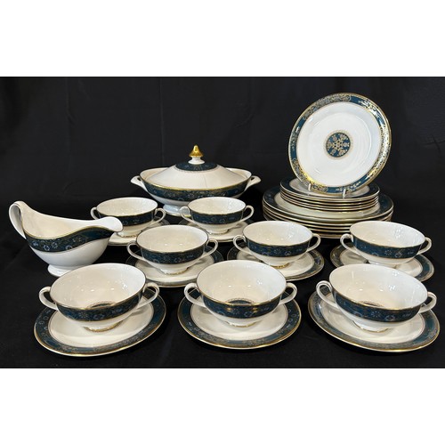 120 - Royal Doulton Carlyle pattern dinner and tea service comprising graduated plates, soup bowls, tea cu... 