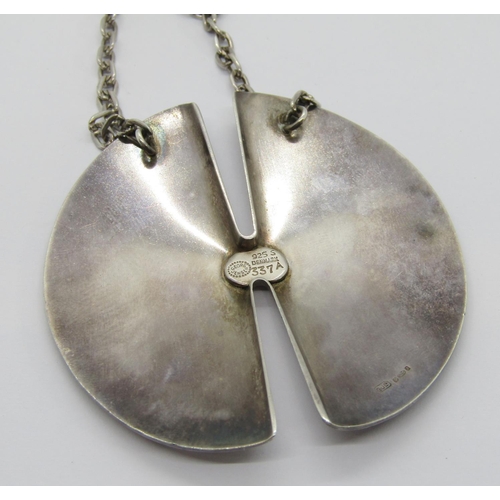 417 - Georg Jensen silver pendant necklace designed by Nanna Ditzel, no.337A, 76.5cm L approx, pendant 5.9... 