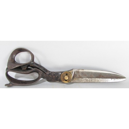 610 - A pair of 19 century tailors cloth scissors from Newark N J USA R. Heinisch Inventor on brass pivot,... 