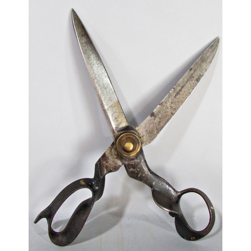 610 - A pair of 19 century tailors cloth scissors from Newark N J USA R. Heinisch Inventor on brass pivot,... 