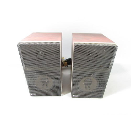 637 - A pair of ITT TL250 Compact loudspeakers, power rating 50 W 22.2cm x 13cm x 17cm , in a rosewood eff... 