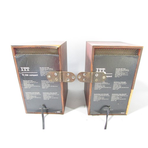 637 - A pair of ITT TL250 Compact loudspeakers, power rating 50 W 22.2cm x 13cm x 17cm , in a rosewood eff... 