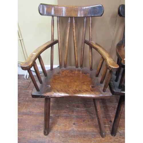 1629 - A set of four Irish Gibson chairs in oak, in a rustic style, 63cm wide (seat) 112cm high x 38cm deep... 