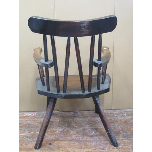 1629 - A set of four Irish Gibson chairs in oak, in a rustic style, 63cm wide (seat) 112cm high x 38cm deep... 