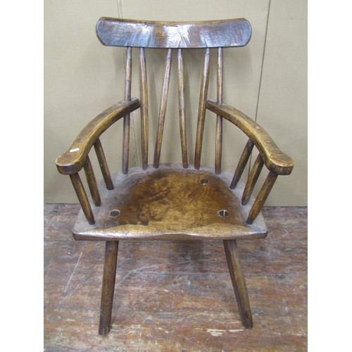 1629 - A set of four Irish Gibson chairs in oak, in a rustic style, 63cm wide (seat) 112cm high x 38cm deep... 