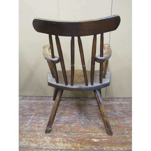 1629 - A set of four Irish Gibson chairs in oak, in a rustic style, 63cm wide (seat) 112cm high x 38cm deep... 