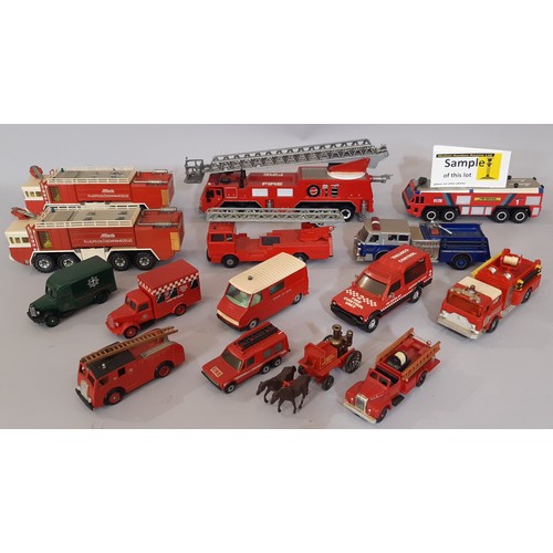 900 - A collection of unboxed Fire Service vehicles including large models by Corgi, Metz, Solido, others ... 