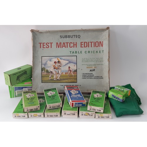 902 - Subbuteo games comprising Table Cricket Set , 10 boxed Table Soccer teams, mats, nets etc, boxed and... 