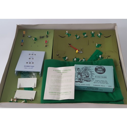 902 - Subbuteo games comprising Table Cricket Set , 10 boxed Table Soccer teams, mats, nets etc, boxed and... 