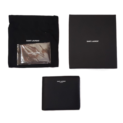 8 - Single compartment wallet by Saint Laurent in black 'Grain de Poudre' matt leather 11x9.5cm, unused ... 