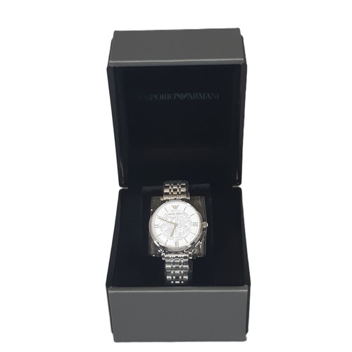 10 - Emporio Armani 32mm ladies watch with a white and pavé dial, two-hand quartz movement and a polished... 