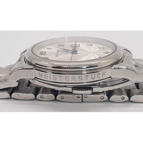 23 - Mont Blanc: A gentleman’s Meisterstuck Automatic wristwatch, with machined silvered dial, date apert... 