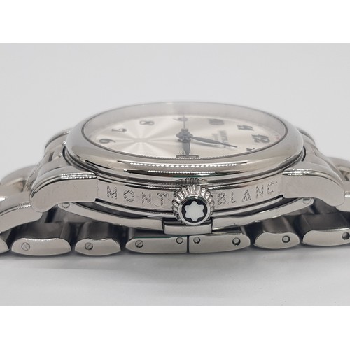 23 - Mont Blanc: A gentleman’s Meisterstuck Automatic wristwatch, with machined silvered dial, date apert... 