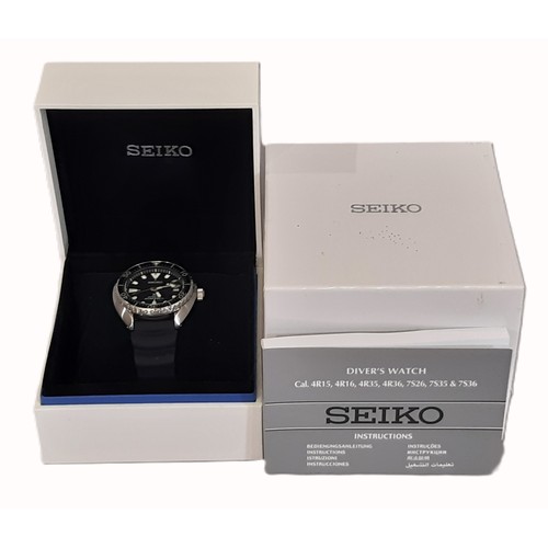 25 - Seiko Prospex Automatic 200m Diver's Watch with black rubber strap, boxed with instructions