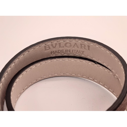 33 - Bulgari Serpenti bracelet in pink leather with snake head motif, unused with tag and box