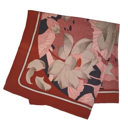 40 - A Hermes silk/cashmere scarf in 'Fleurs de Lotus' design 136x136cm